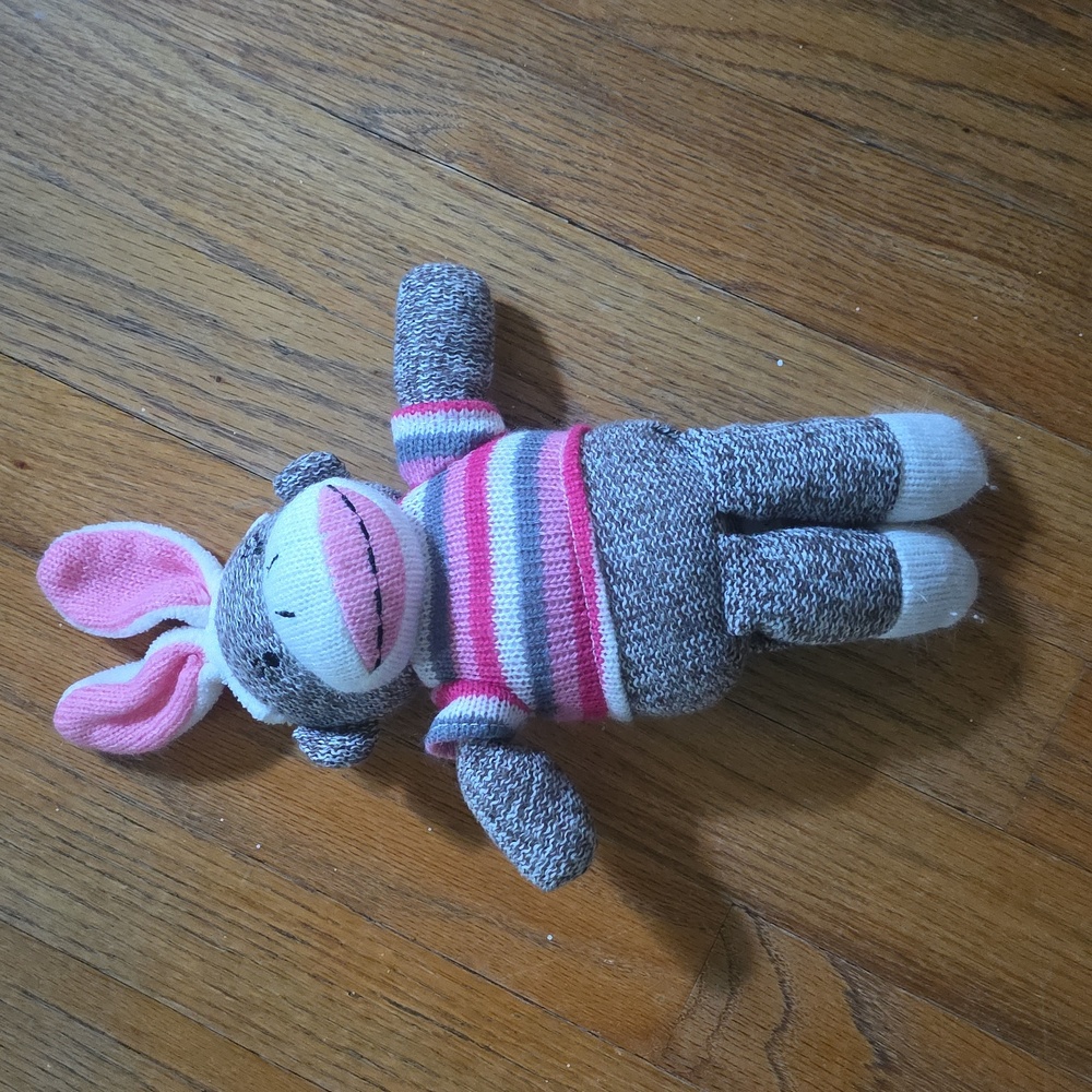 DanDee Sock Monkey - Easter Bunny - Good Clean Condition!